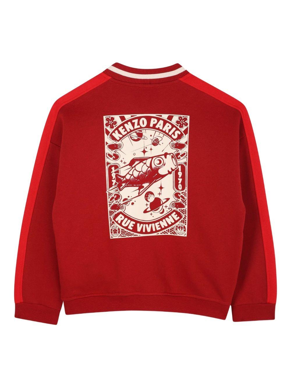 Giubbino per bambini Kenzo Kids rosso con stampa grafica sul retro - Rubino Kids