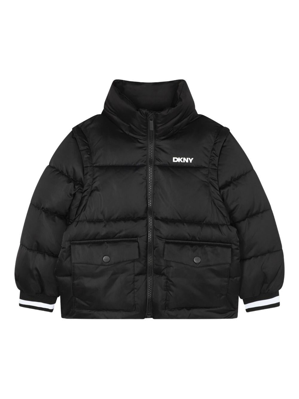 Giubbino per bambino DKNY Kids nero con maniche rimovibili - Rubino Kids