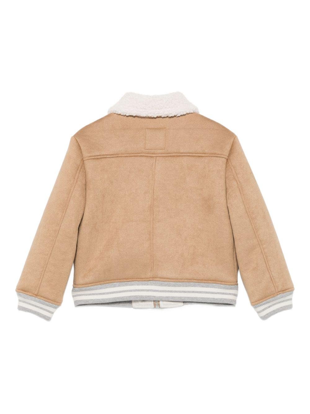 Giubbino per bambino Eleventy Kids bege con colletto in pile - Rubino Kids