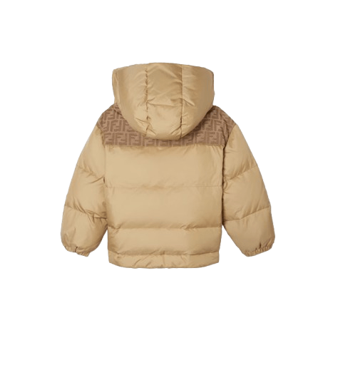 Giubbino per bambino Fendi Kids beige con logo FF sulle spalle - Rubino Kids