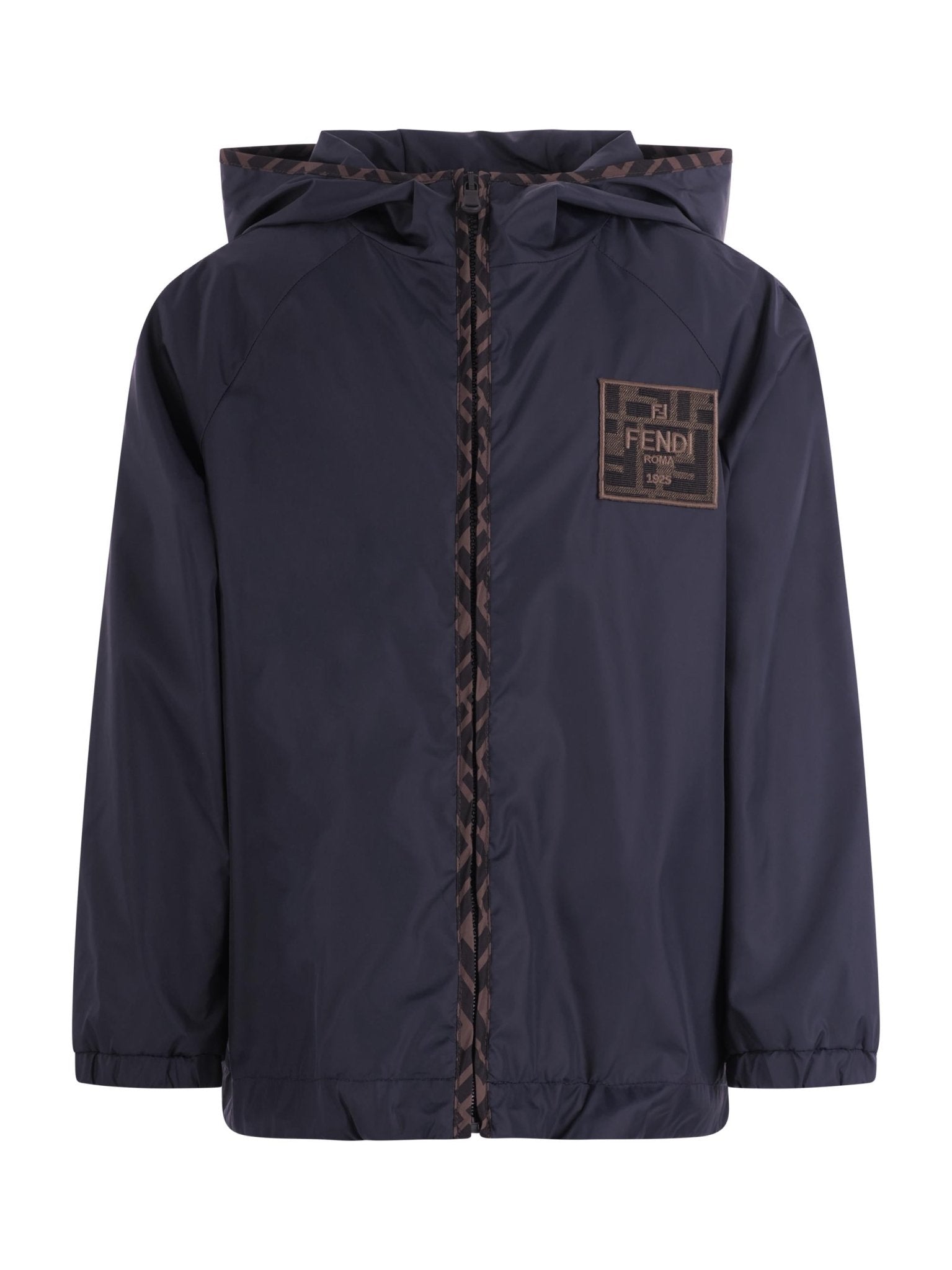 Giubbino per bambino Fendi Kids blu con toppa con logo sul davanti - Rubino Kids