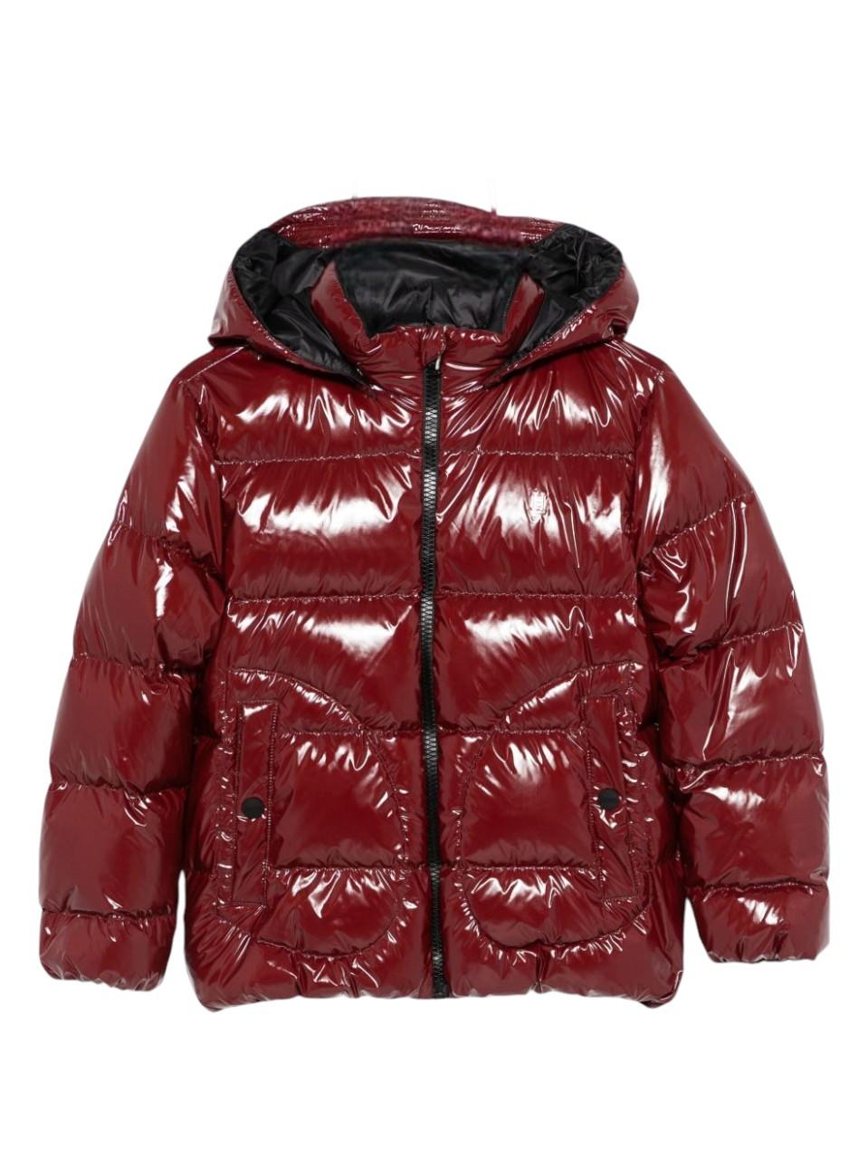 Fendi Kids red hooded jacket for girls with FF monogram logo