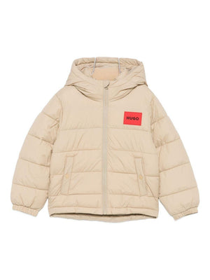 Hugo Kids beige jacket for boys with quilted detail