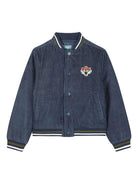 Giubbino per bambino Kenzo Kids denim con applicazione con ricamo - Rubino Kids