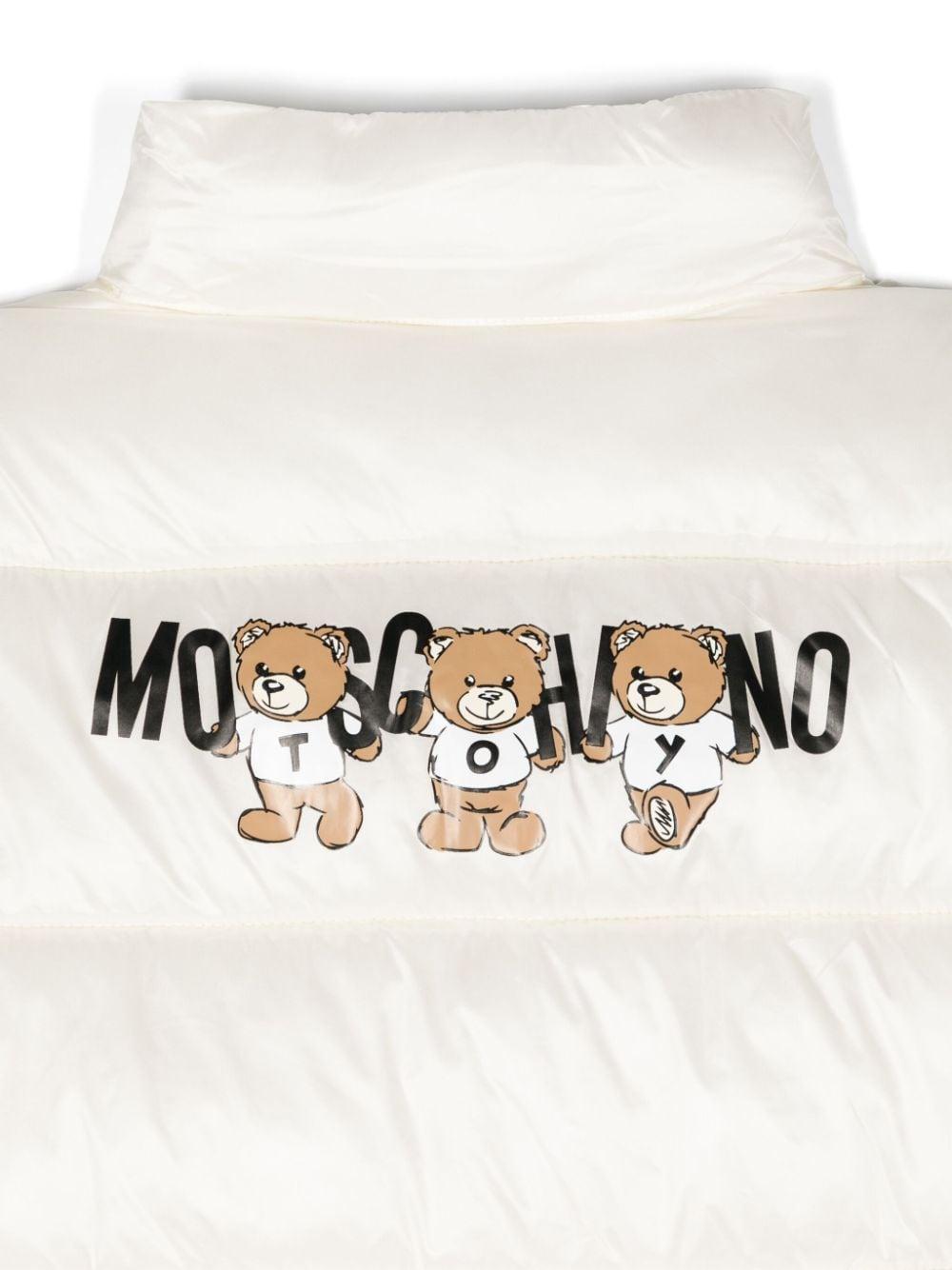 Giubbino per bambino Moschino Kids bianco smanicato con stampa sul davanti - Rubino Kids