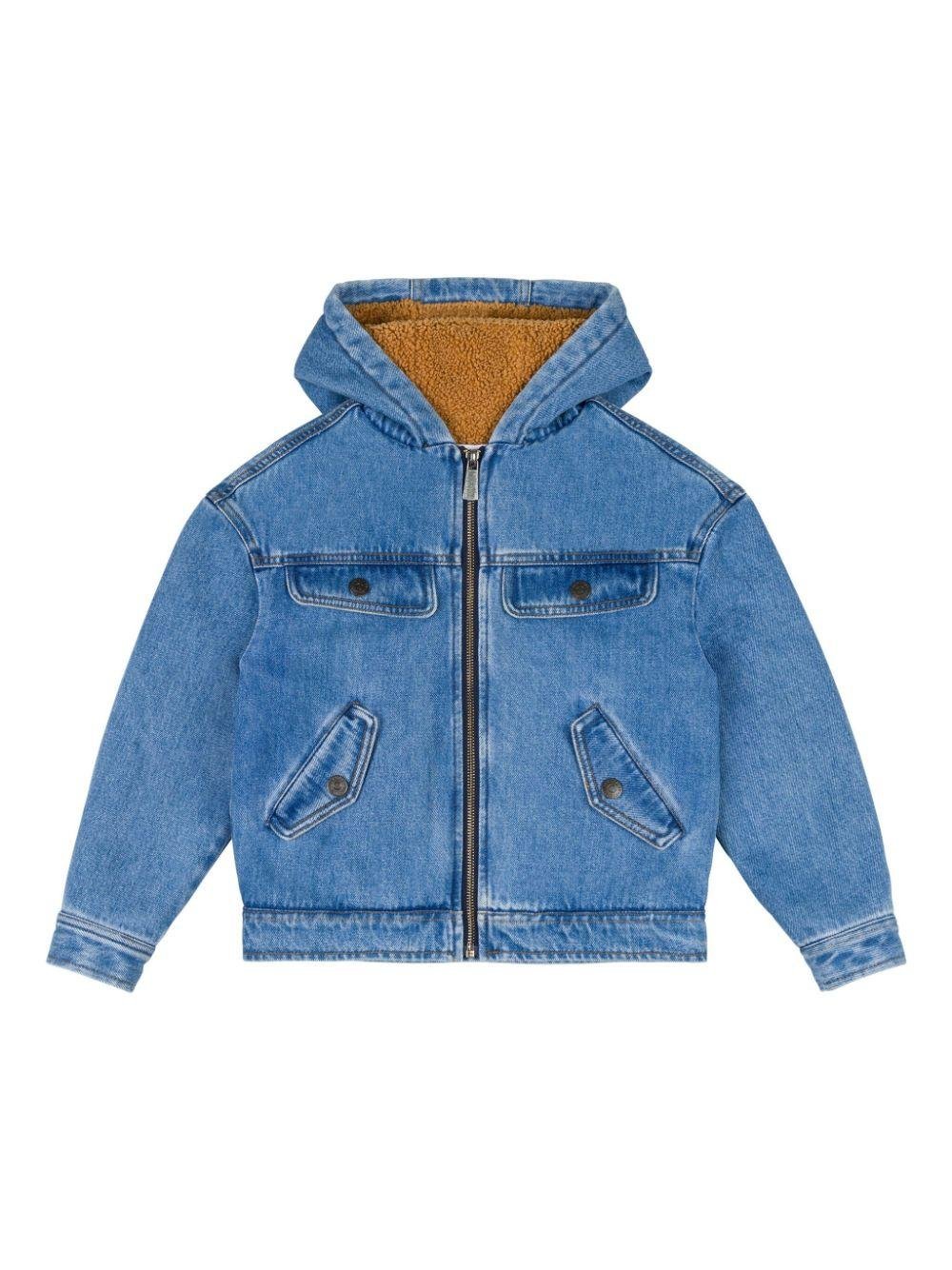Giubbino per bambino Moschino Kids in denim con interno in pelliccia - Rubino Kids