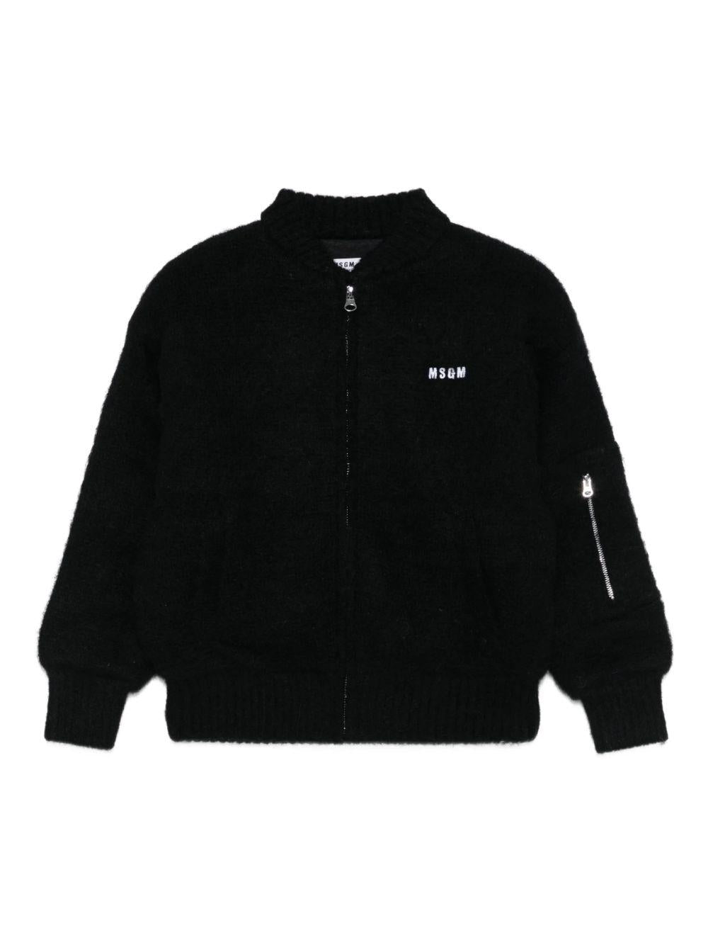 Giubbino per bambino MSGM Kids nero con ricamo logo - Rubino Kids