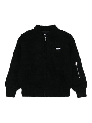 Giubbino per bambino MSGM Kids nero con ricamo logo