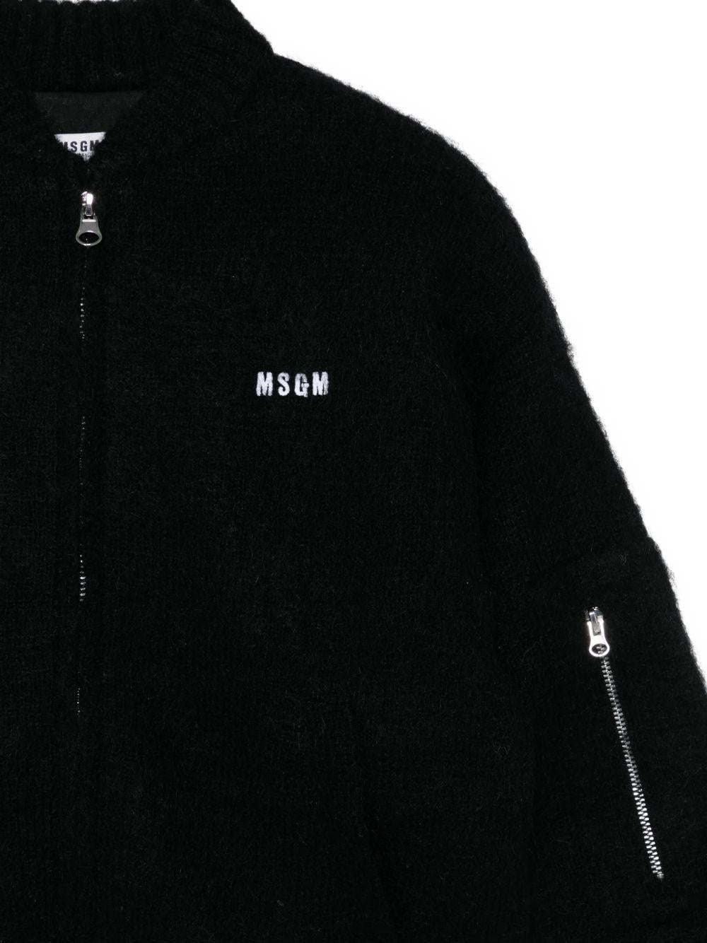 Giubbino per bambino MSGM Kids nero con ricamo logo - Rubino Kids