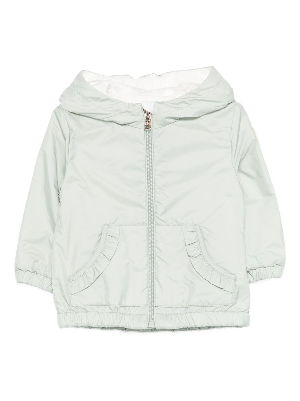 Giubbino per neonata Moncler Kids verde chiaro con chiusura a zip - Rubino Kids