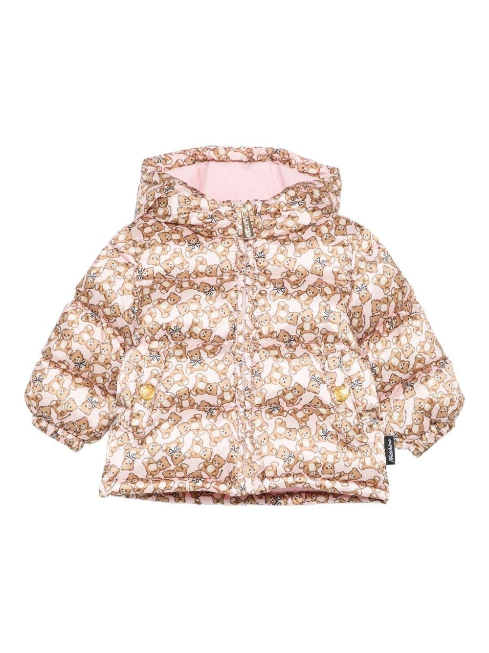 Giubbino per neonata Moschino Kids rosa con stampa teddy - Rubino Kids
