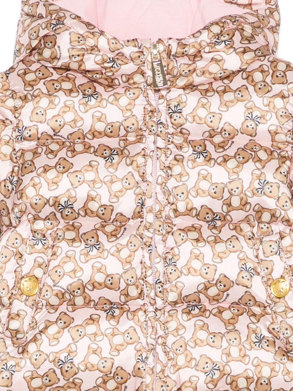 Giubbino per neonata Moschino Kids rosa con stampa teddy - Rubino Kids