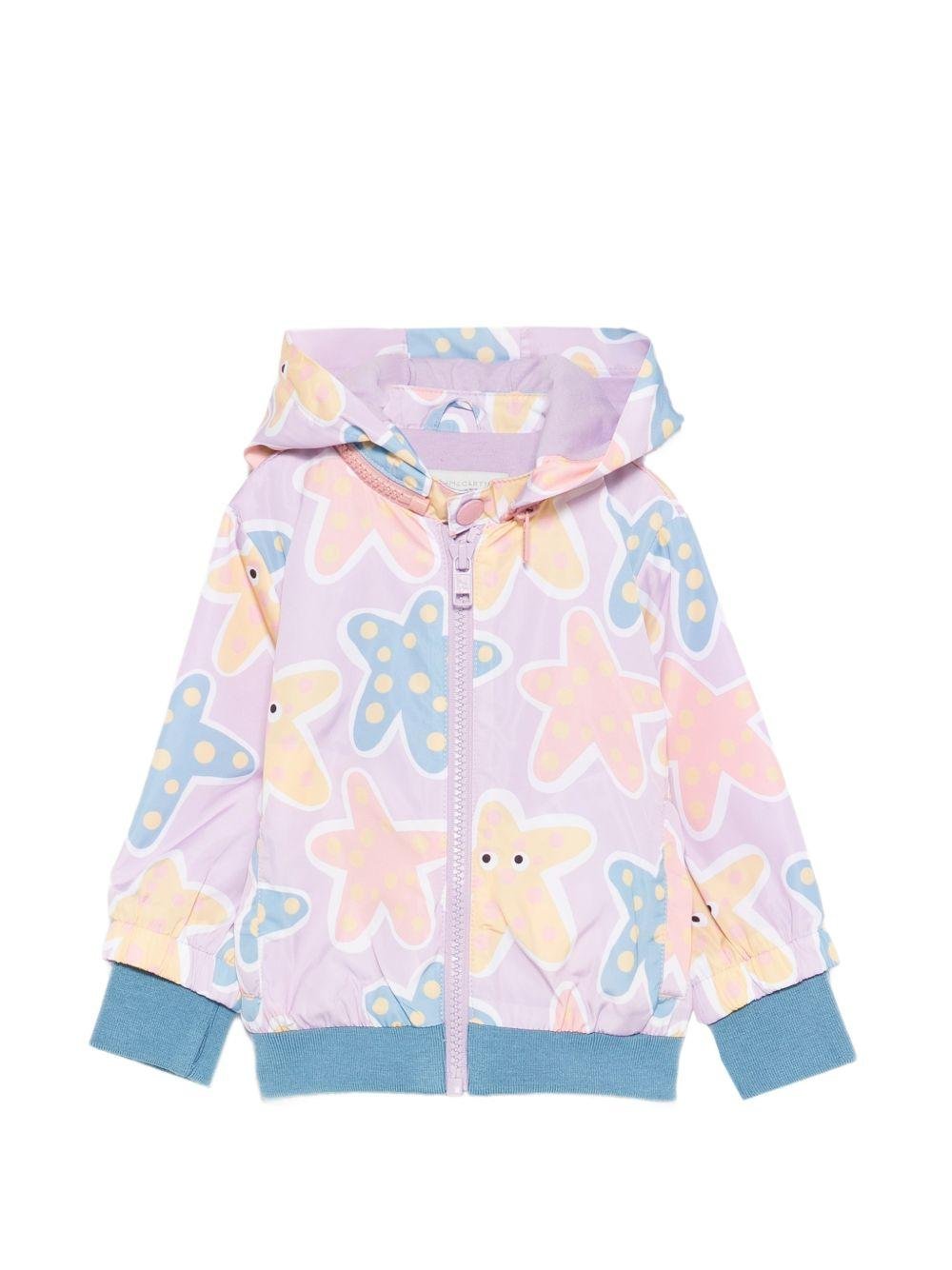 Giubbino per neonata Stella McCartney Kids viola con stampa stelle marine all - over - Rubino Kids