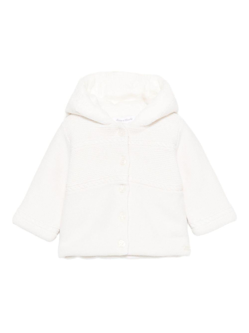 Giubbino per neonata Tartine Et Chocolat bianco con maglia intrecciata - Rubino Kids