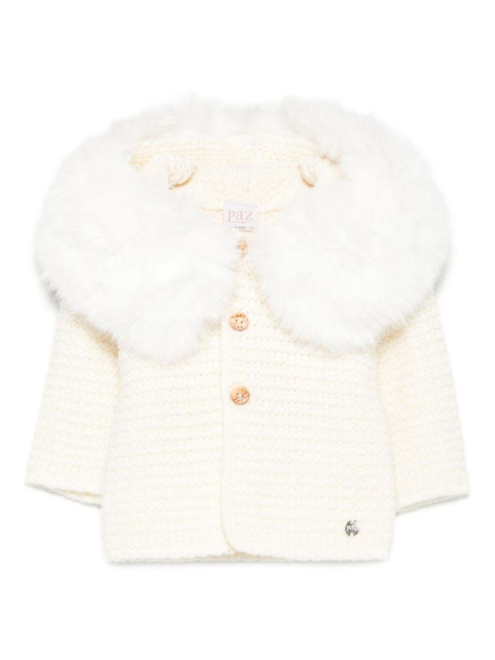 Giubbino per neonati Paz Rodrìguez bianco con cappuccio - Rubino Kids