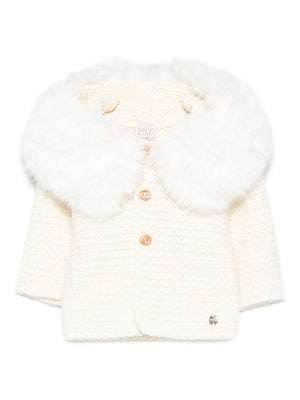 Giubbino per neonati Paz Rodrìguez bianco con cappuccio