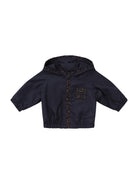 Giubbino per neonato Fendi Kids blu con toppa quadrata con logo FF - Rubino Kids