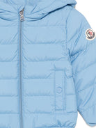 Giubbino per neonato Moncler Enfant azzurro con cappuccio - Rubino Kids