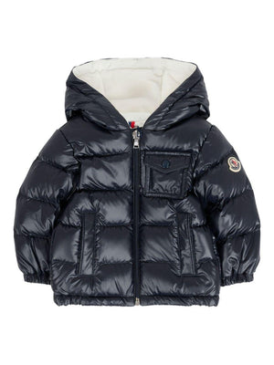 Giubbino per neonato Moncler Enfant blu con design trapuntato