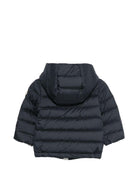 Giubbino per neonato Moncler Enfant blu scuro con cappuccio - Rubino Kids