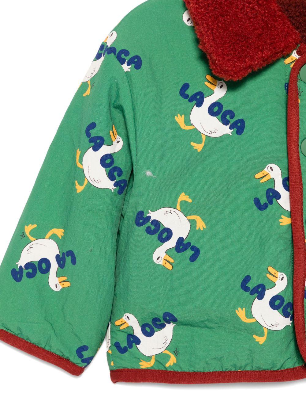 Giubbino reversibile per neonato Bobo Choses verde con stampa oca - Rubino Kids