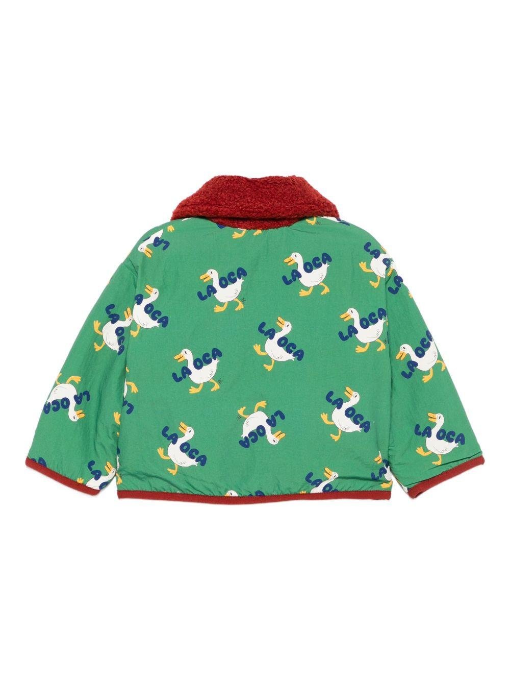 Giubbino reversibile per neonato Bobo Choses verde con stampa oca - Rubino Kids