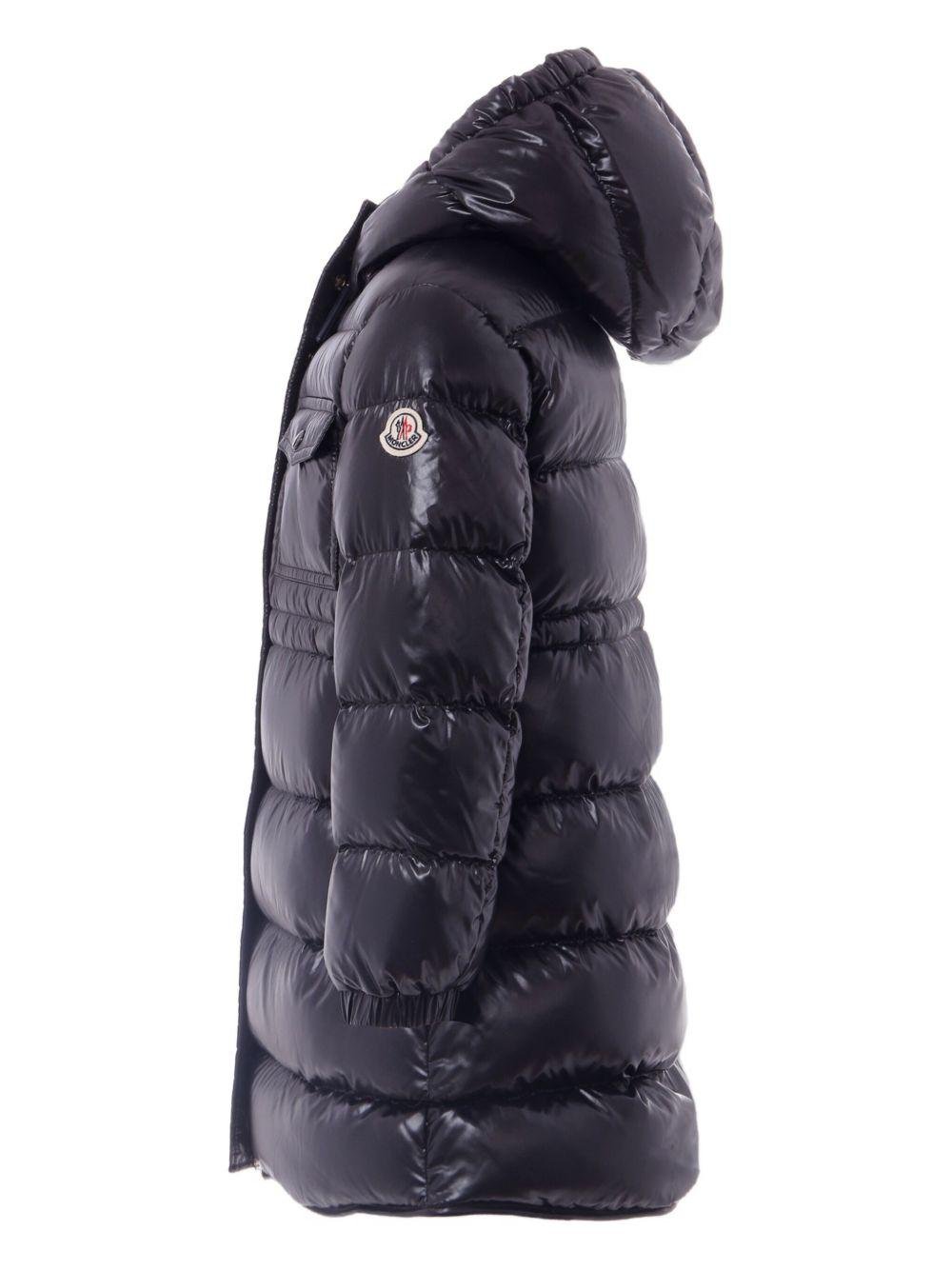 Giubbino trapuntato per bambina Moncler Enfant nero con cappuccio - Rubino Kids