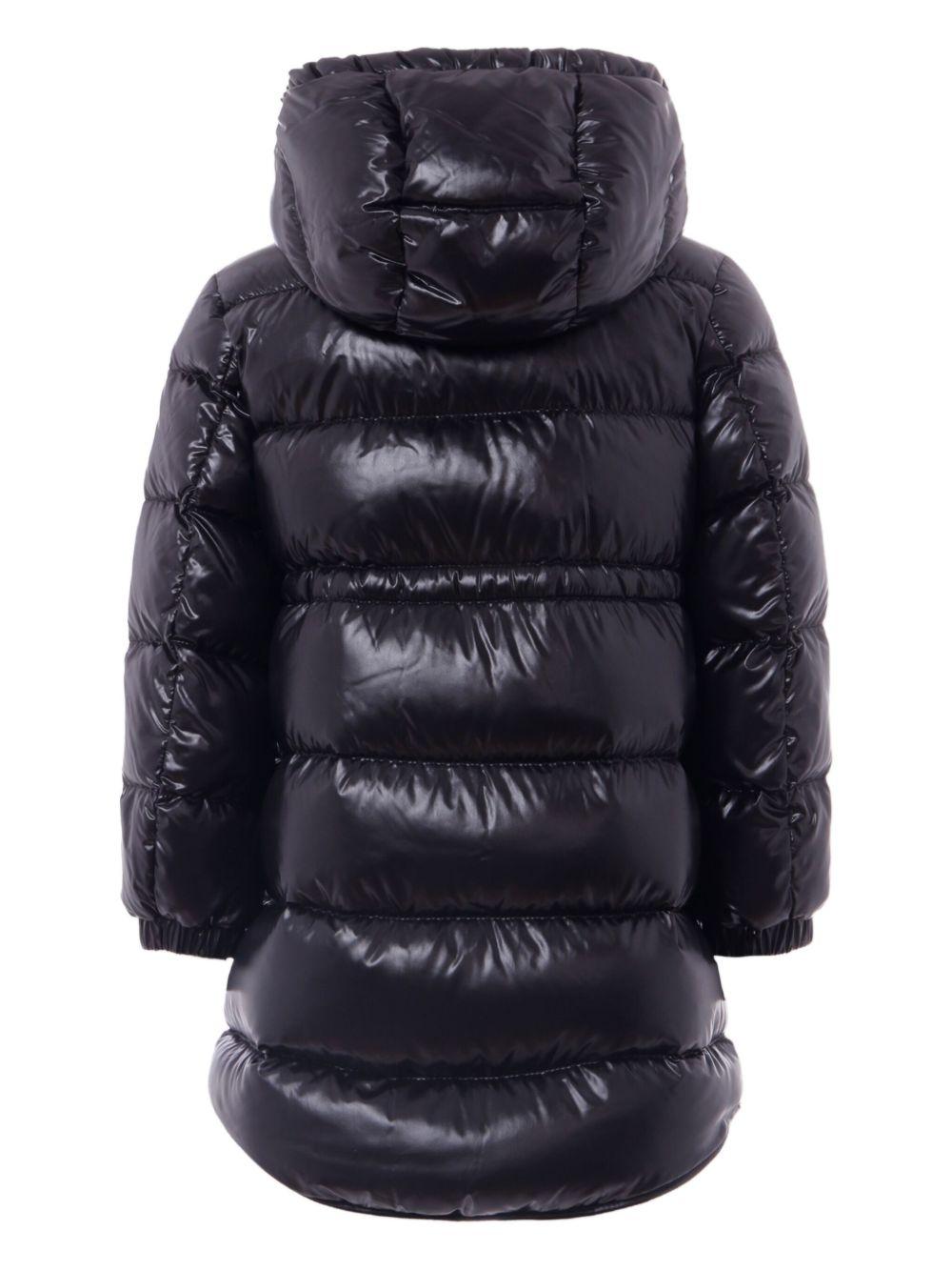 Giubbino trapuntato per bambina Moncler Enfant nero con cappuccio - Rubino Kids
