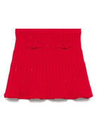 Gonna a coste per bambina Self - Portrait Kids rosso con vita elasticizzata - Rubino Kids