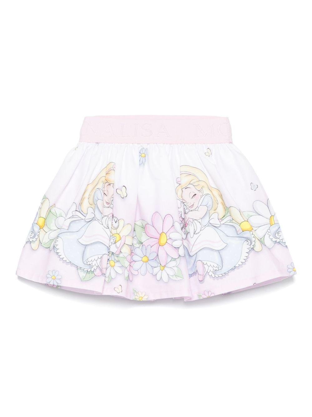 Gonna Alice MONNALISA x Disney per neonata Monnalisa rosa con fodera integrale - Rubino Kids