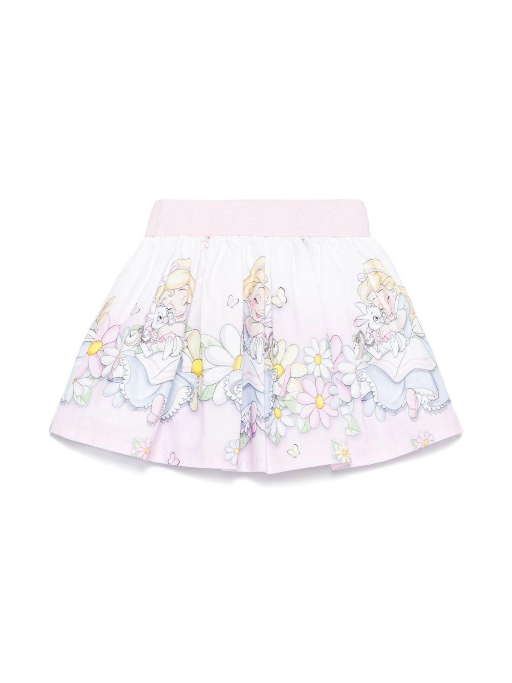 Gonna Alice MONNALISA x Disney per neonata Monnalisa rosa con fodera integrale - Rubino Kids