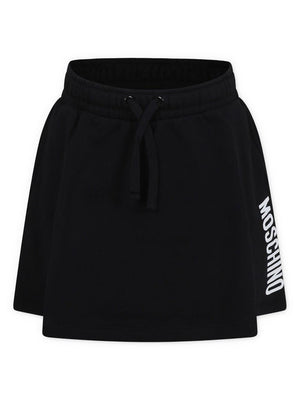 Moschino Kids black flared skirt with logo for girls