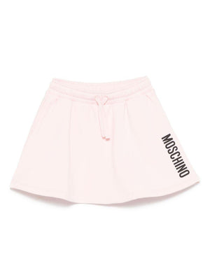 Moschino Kids pink logo skirt for girls with two side pockets