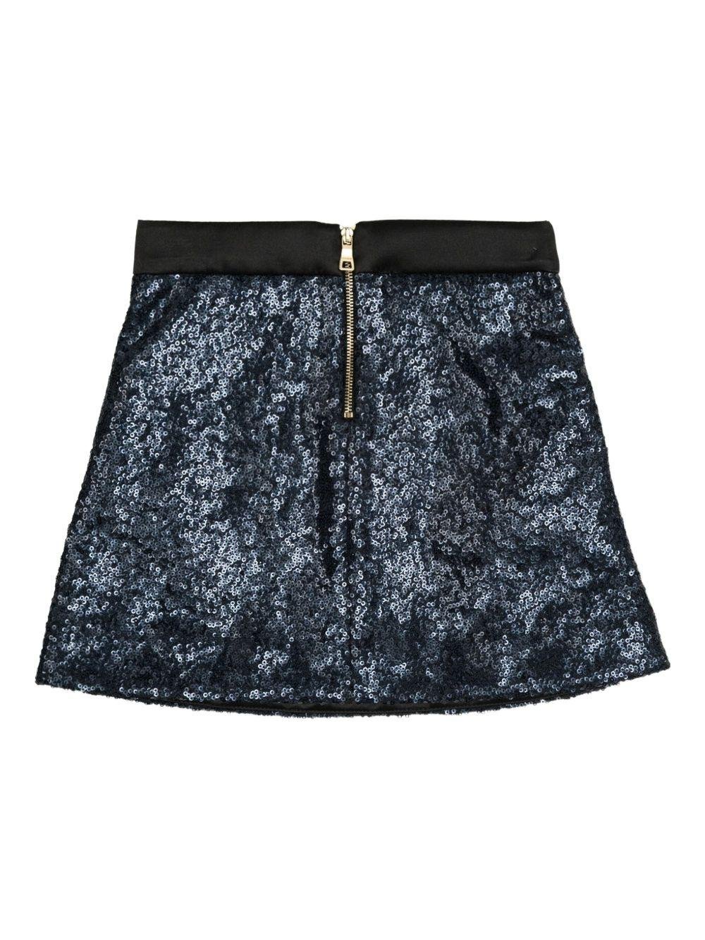 Gonna con paillettes per bambina Balmain Kids blu con bottoni - Rubino Kids