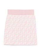Gonna in maglia junior per bambina Fendi Kids rosa con logo all - over - Rubino Kids