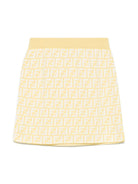 Gonna in maglia per bambina Fendi Kids giallo con monogramma FF all - over - Rubino Kids
