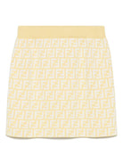 Gonna in maglia per bambina Fendi Kids giallo con monogramma FF all - over - Rubino Kids
