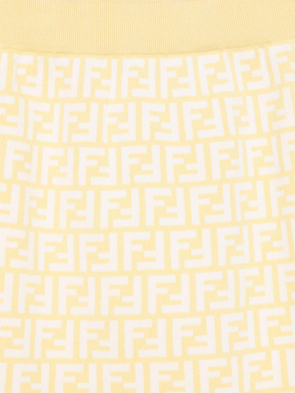 Gonna in maglia per bambina Fendi Kids giallo con monogramma FF all - over - Rubino Kids