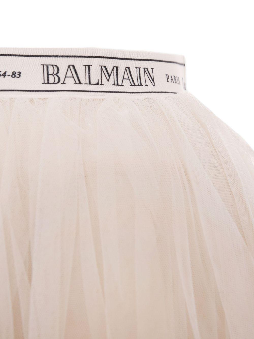 Gonna in tulle per bambina Balmain Kids beige a strati - Rubino Kids