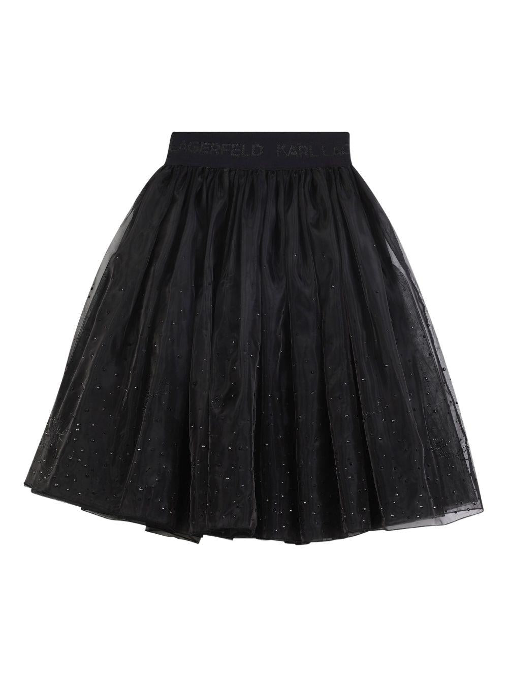 Gonna in tulle per bambina Karl Lagerfeld Kids nero con decorazione - Rubino Kids