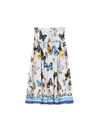 Gonna midi con stampa per bambina Dolce & Gabbana Kids bianco con orlo svasato - Rubino Kids