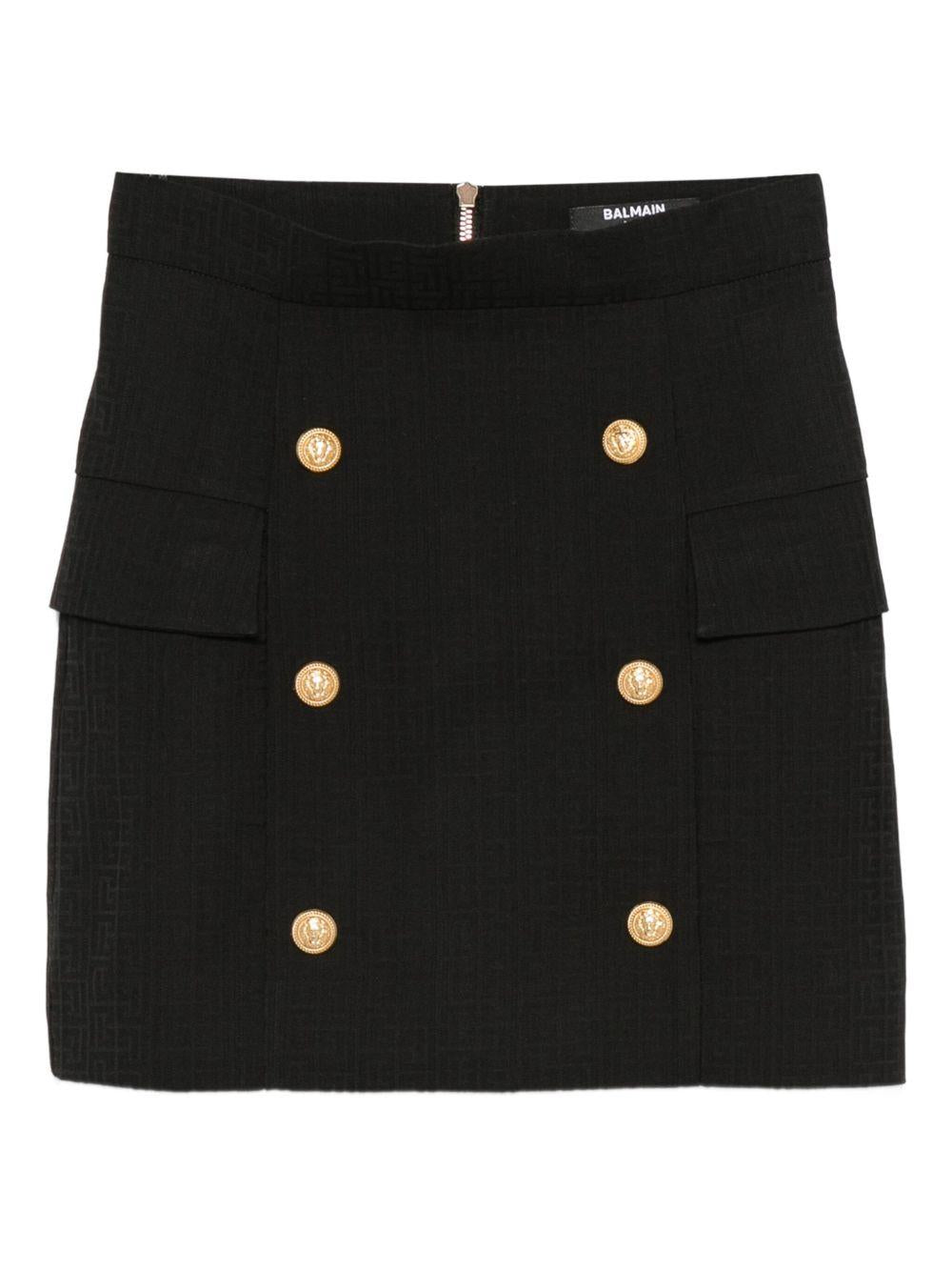 Gonna per bambina Balmain Kids nera con bottoni oro e tasche ad aletta - Rubino Kids