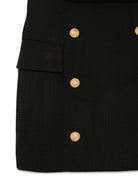 Gonna per bambina Balmain Kids nera con bottoni oro e tasche ad aletta - Rubino Kids