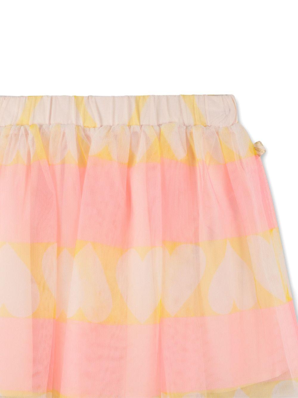 Gonna per bambina Billieblush rosa con stampa a cuori - Rubino Kids