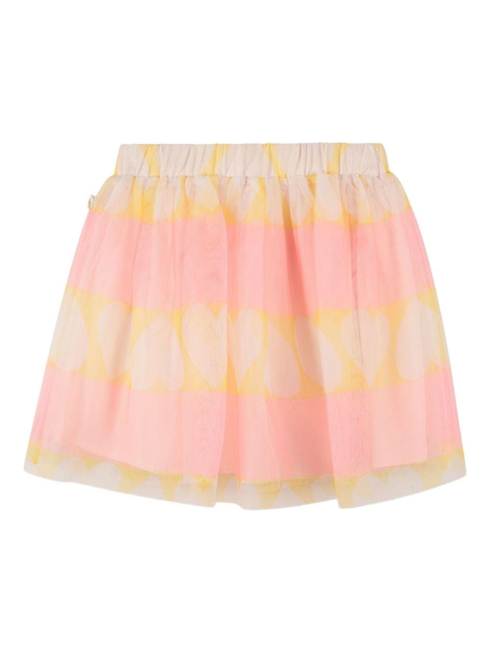Gonna per bambina Billieblush rosa con stampa a cuori - Rubino Kids