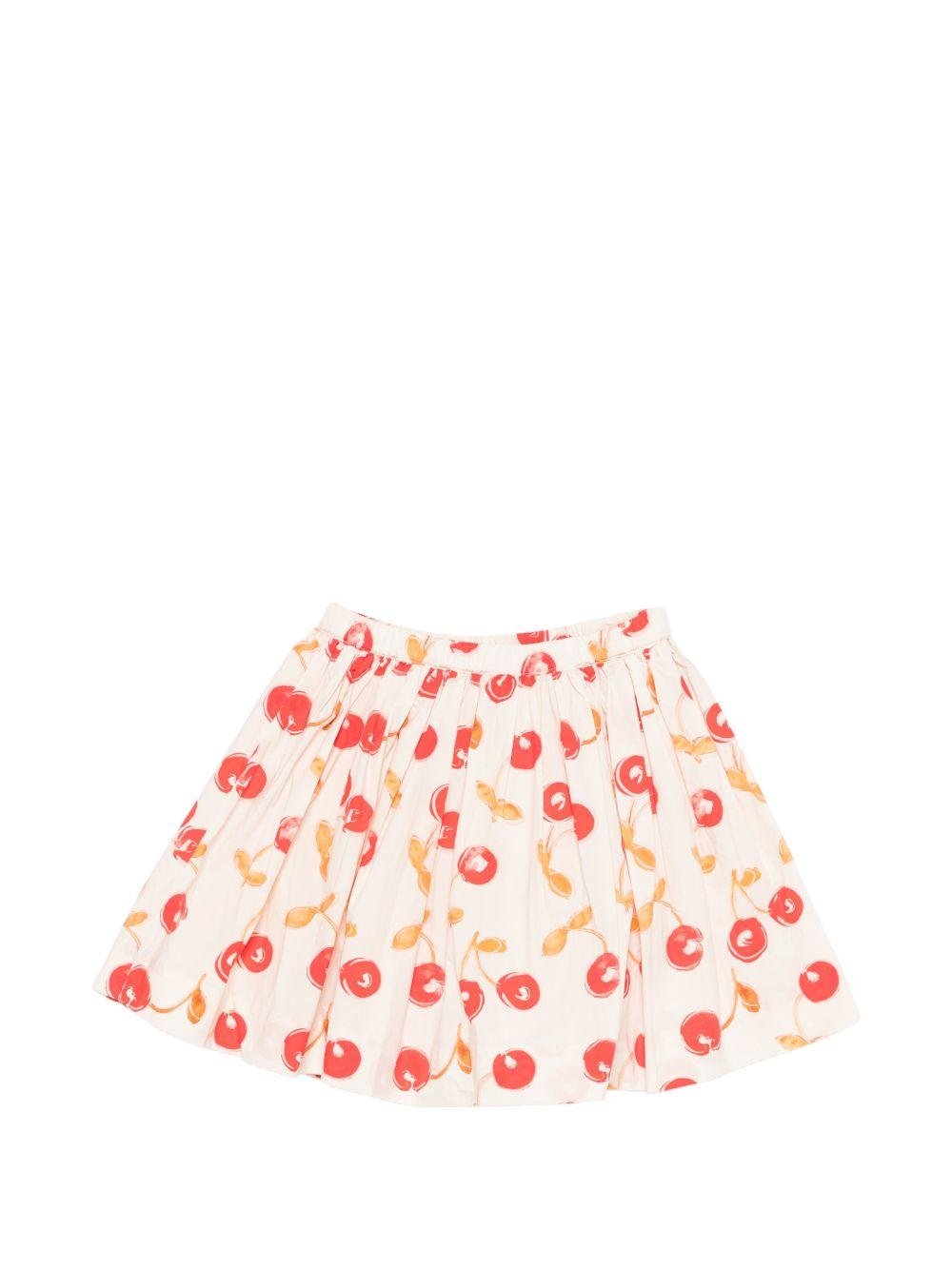 Gonna per bambina Bonpoint beige con stampa ciliegie all - over - Rubino Kids
