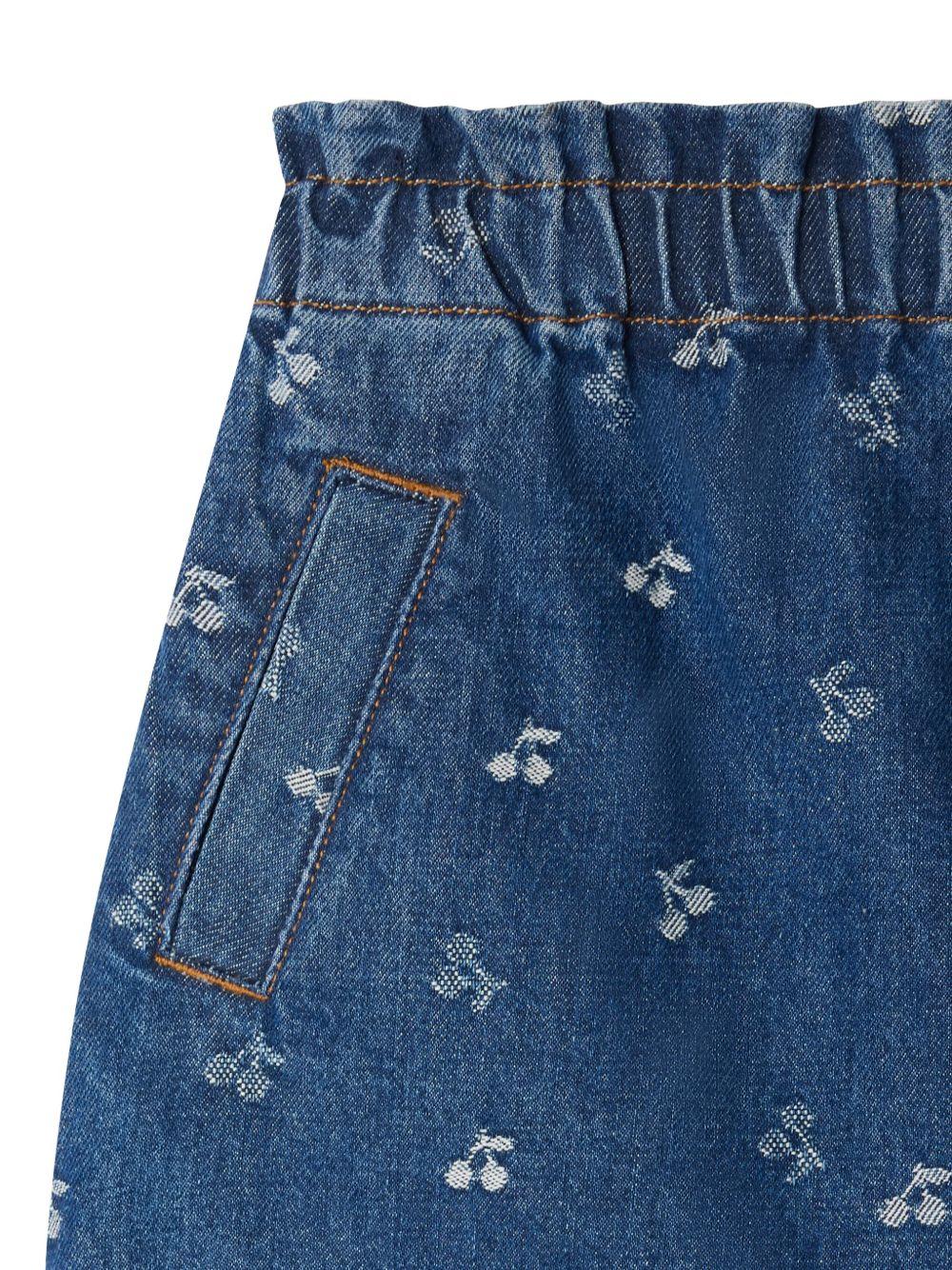 Gonna per bambina Bonpoint in denim con stampa cherry - Rubino Kids