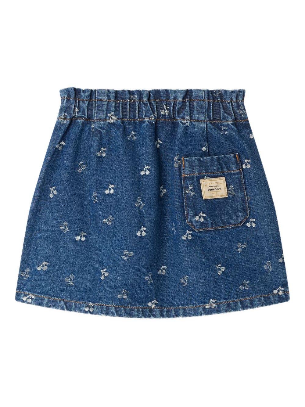 Gonna per bambina Bonpoint in denim con stampa cherry - Rubino Kids