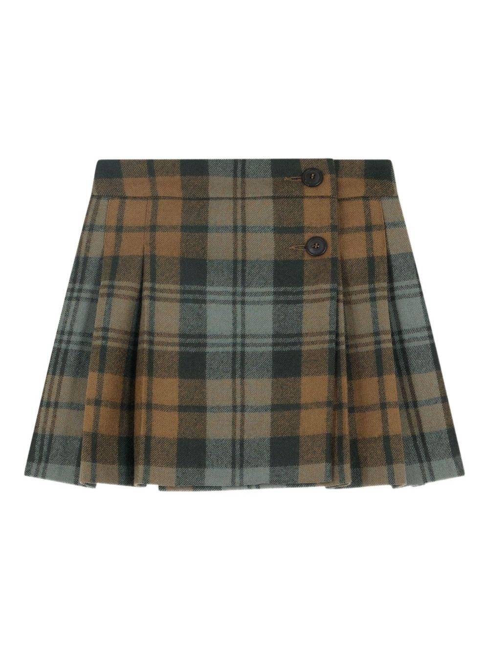 Gonna per bambina Bonpoint marrone con motivo tartan - Rubino Kids