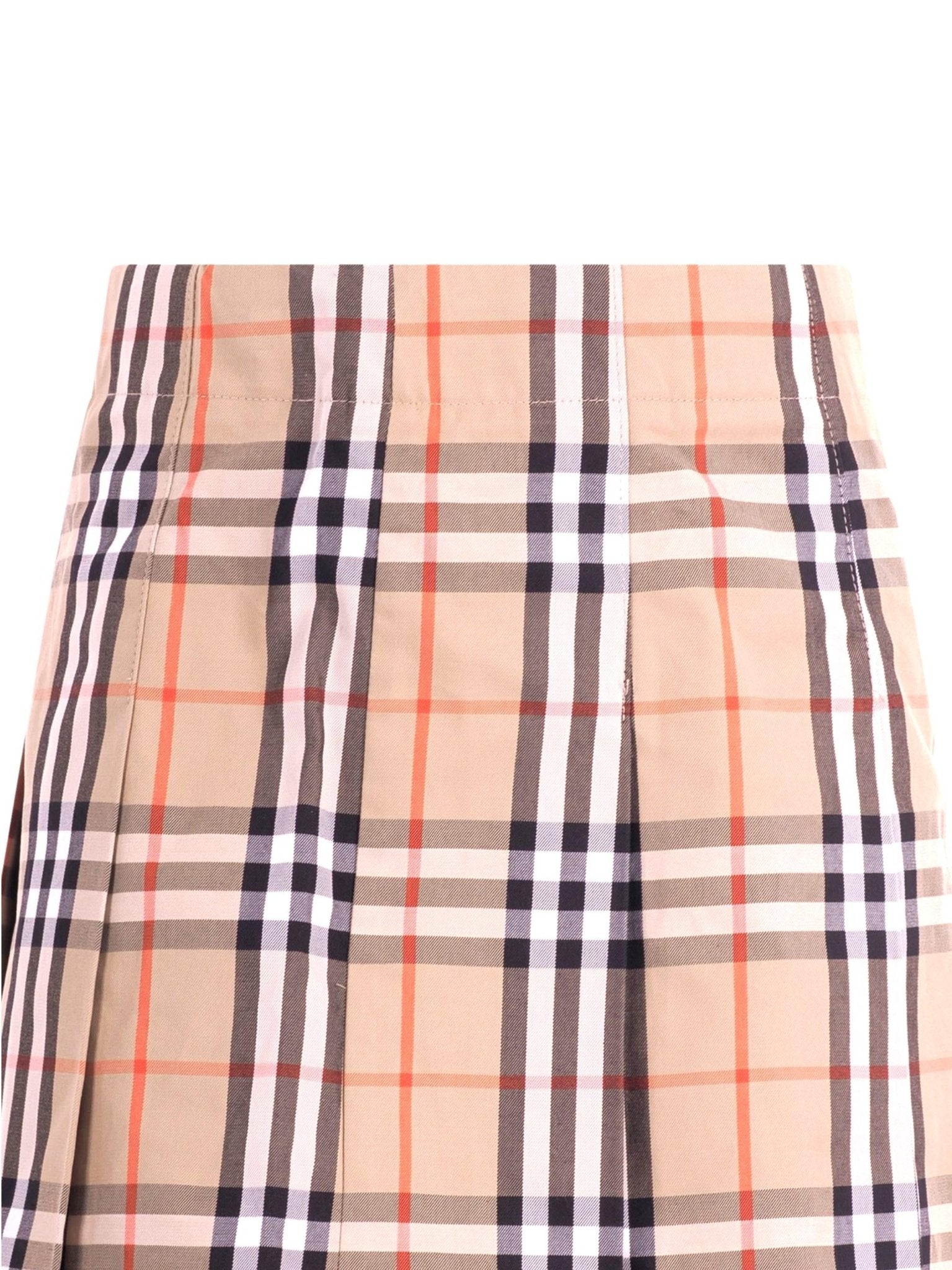 Gonna per bambina Burberry Kids beige con motivo a quadri - Rubino Kids